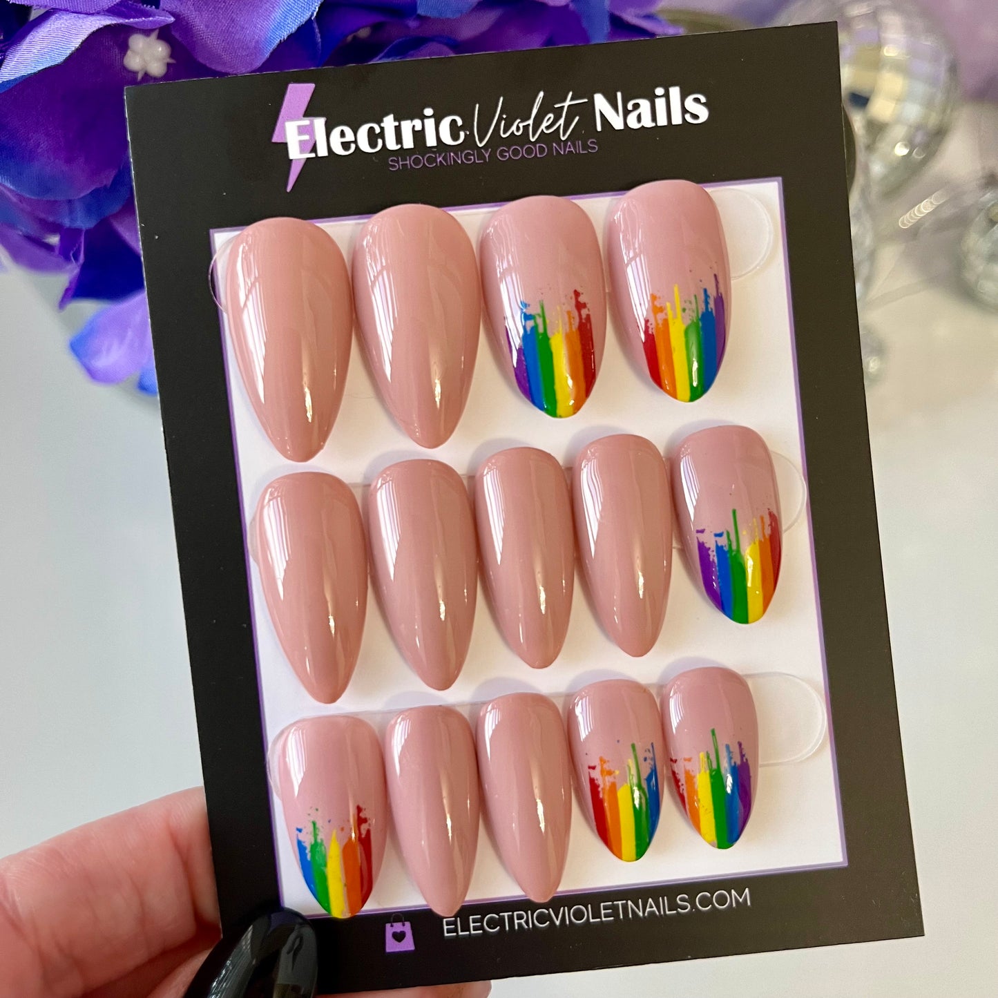 Rainbow Tips on Nude | Press-on Nail Set