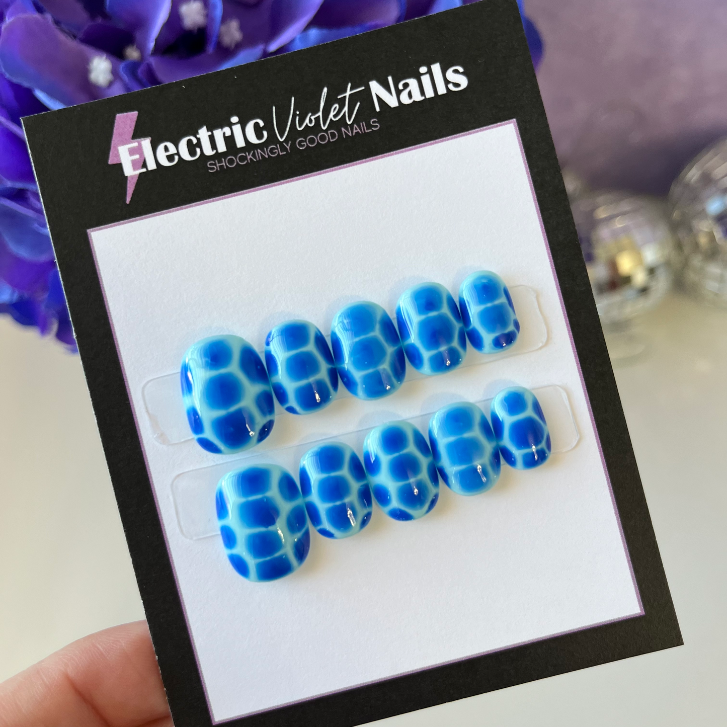 Blue Croc Print Child Press-on Nails (Size L)