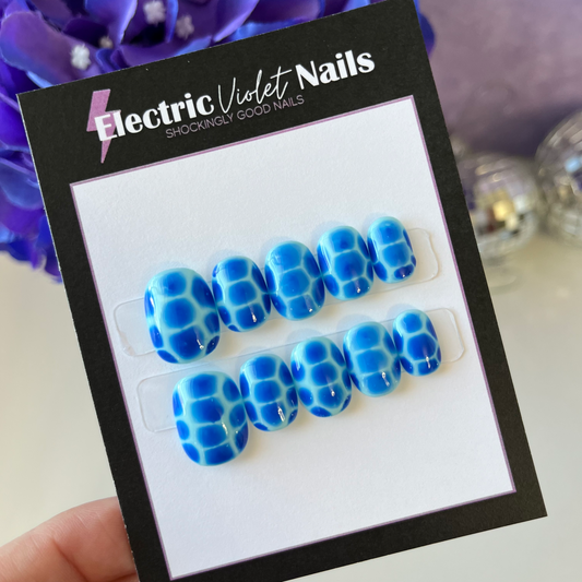 Blue Croc Print Child Press-on Nails (Size L)