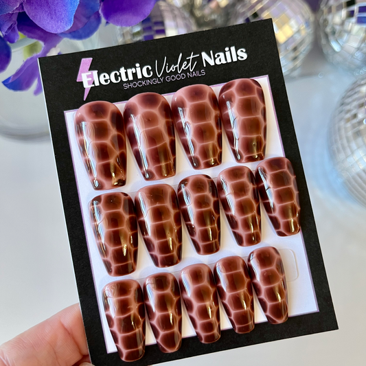 Brown Croc/Reptile Print Press-on Nail Set