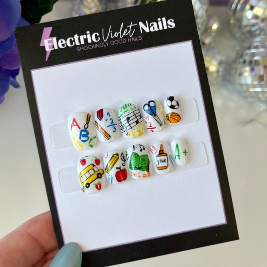 School Themed Child Press-on Nails (Size S)