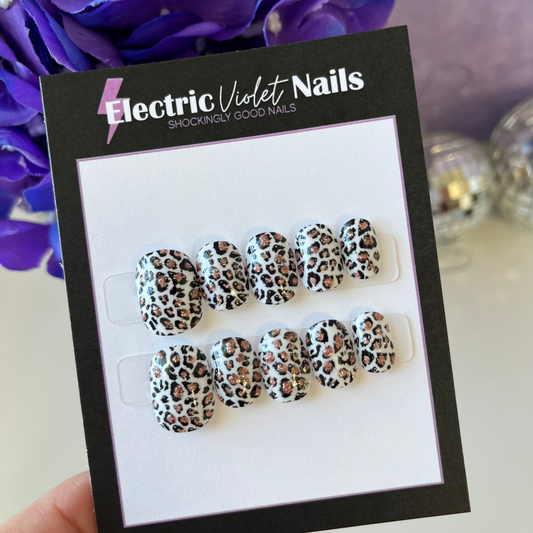Gold Glitter Cheetah Print Child Press-on Nails (Size S)