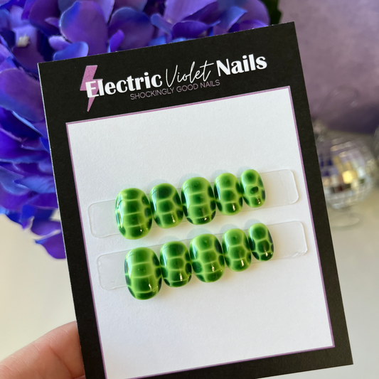 Green Croc Print Child Press-on Nails (Size XS)
