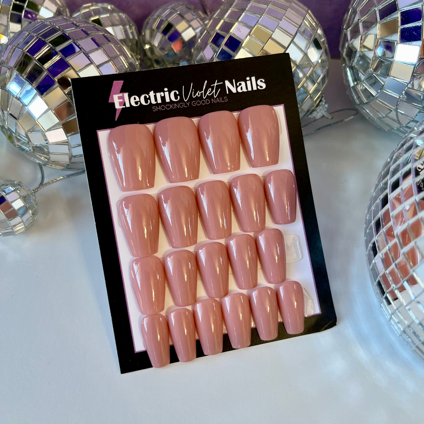 Nude Short Coffin Solid Color Press-on Nail Set