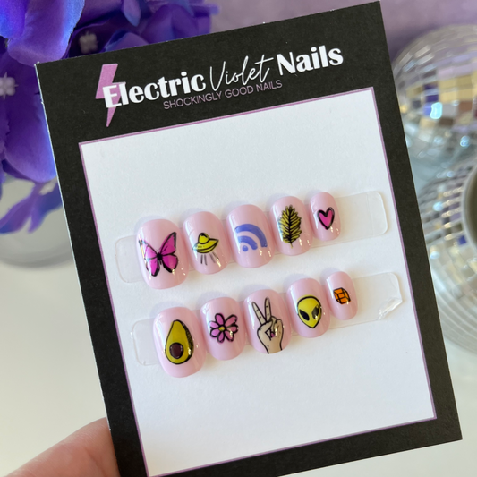 Pink Emoji Child Press-on Nails (Size S)