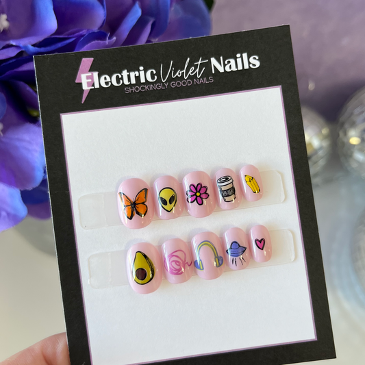 Pink Emoji Child Press-on Nails (Size XS)