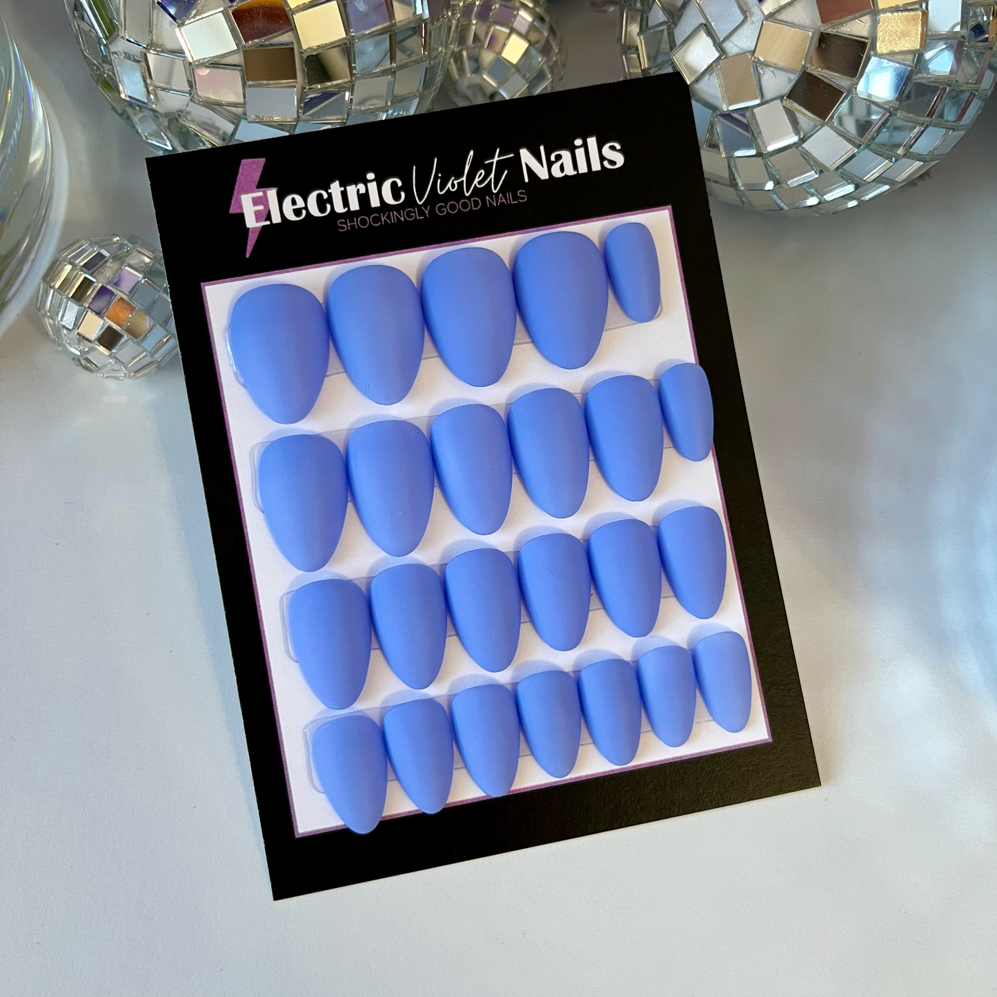 matte blue almond nails