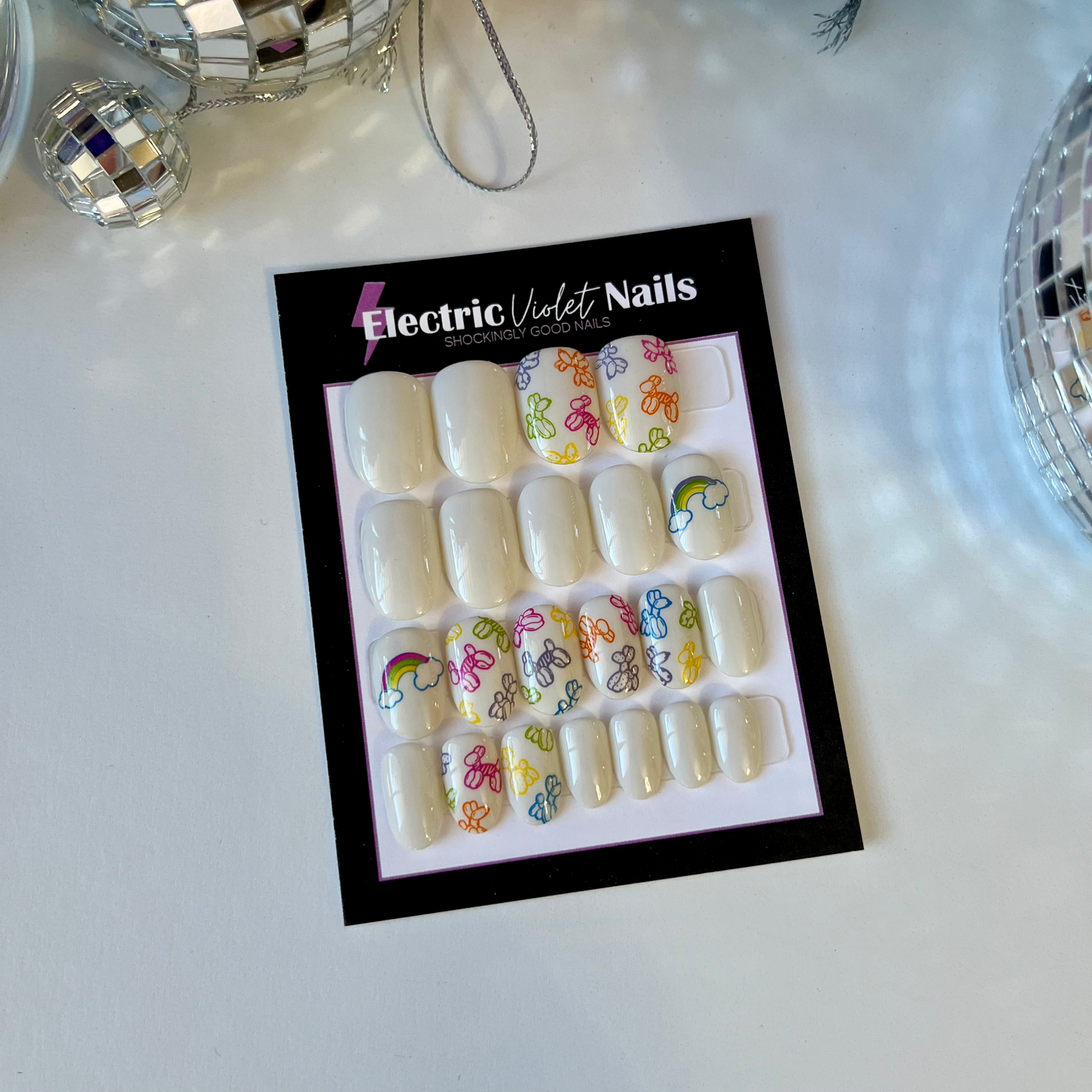 XS Oval Balloon Animal Press-on Nail Set