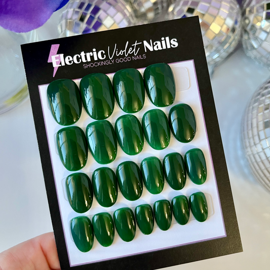 XS Oval Green Press-on Nail Set