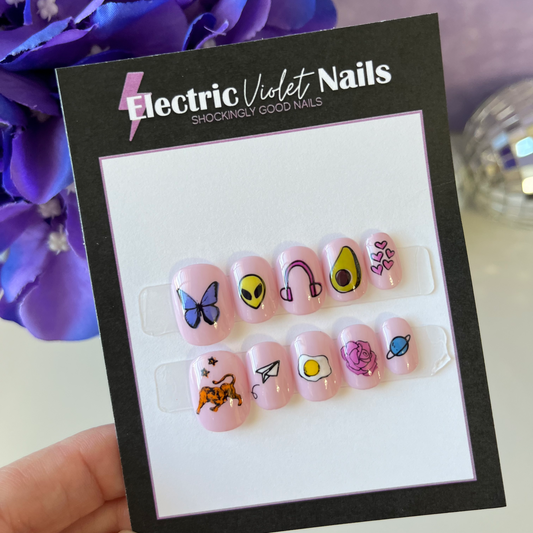 Pink Emoji Child Press-on Nails (Size Medium)