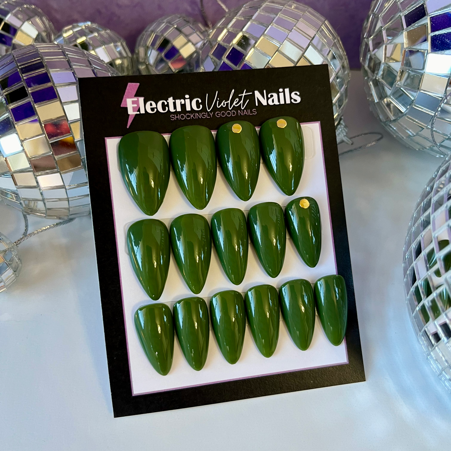 Olive Green Stiletto Press-on Nail Set